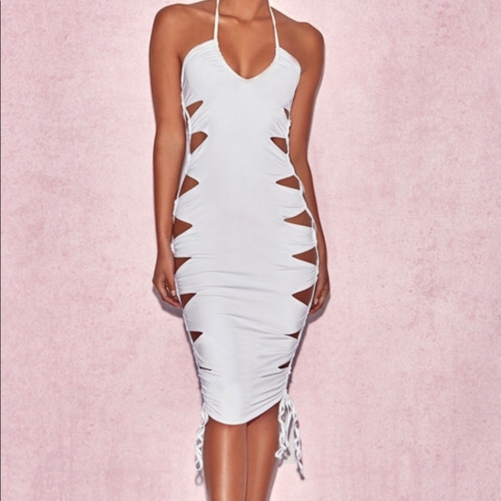 White cut out dress house of cb- Rydia dress